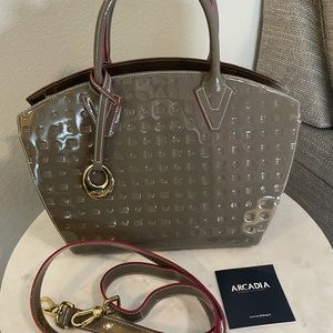 Arcadia Taupe patent Leather Tote